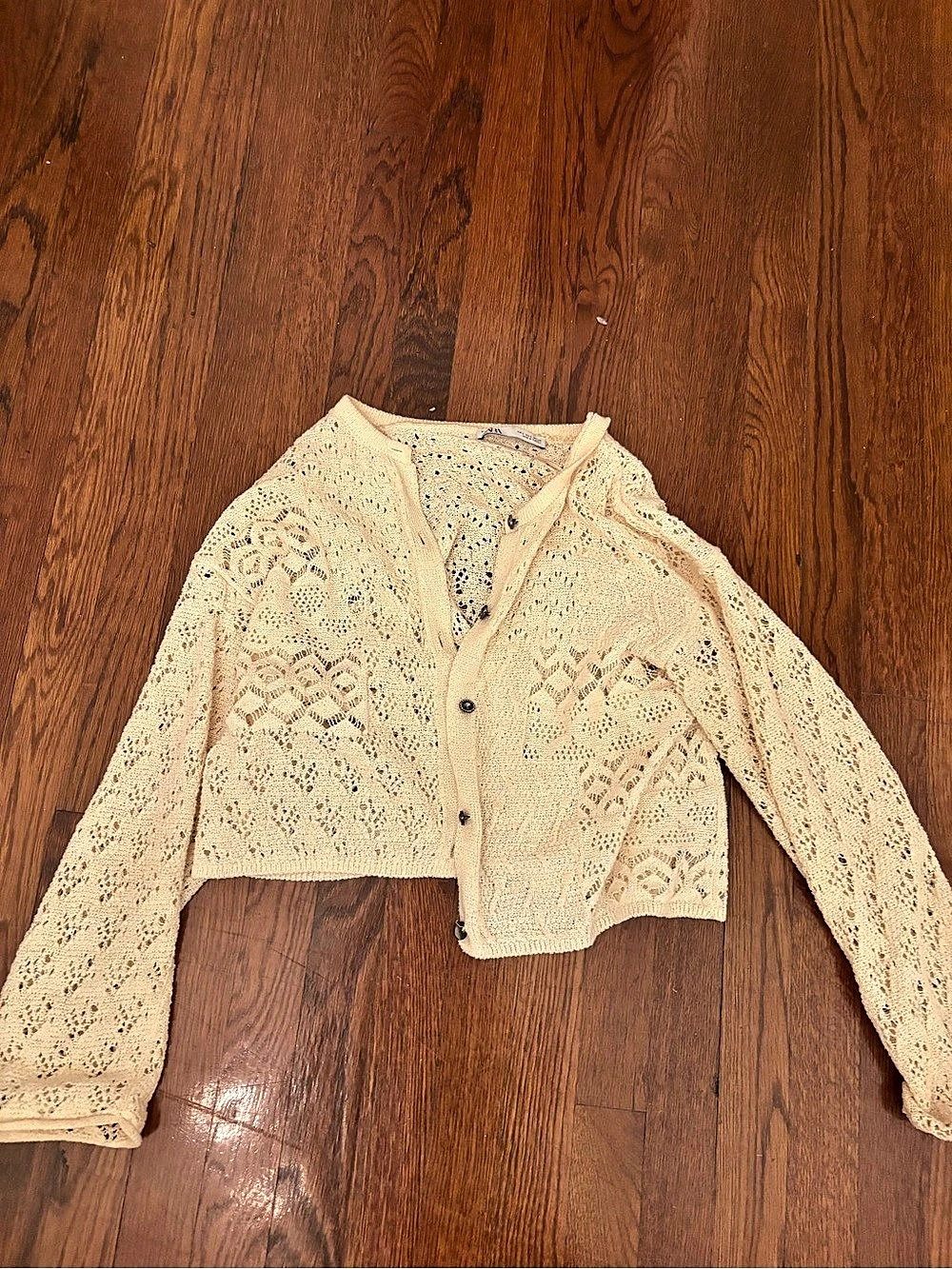 ZARA Crochet Knit Cardigan in Cream